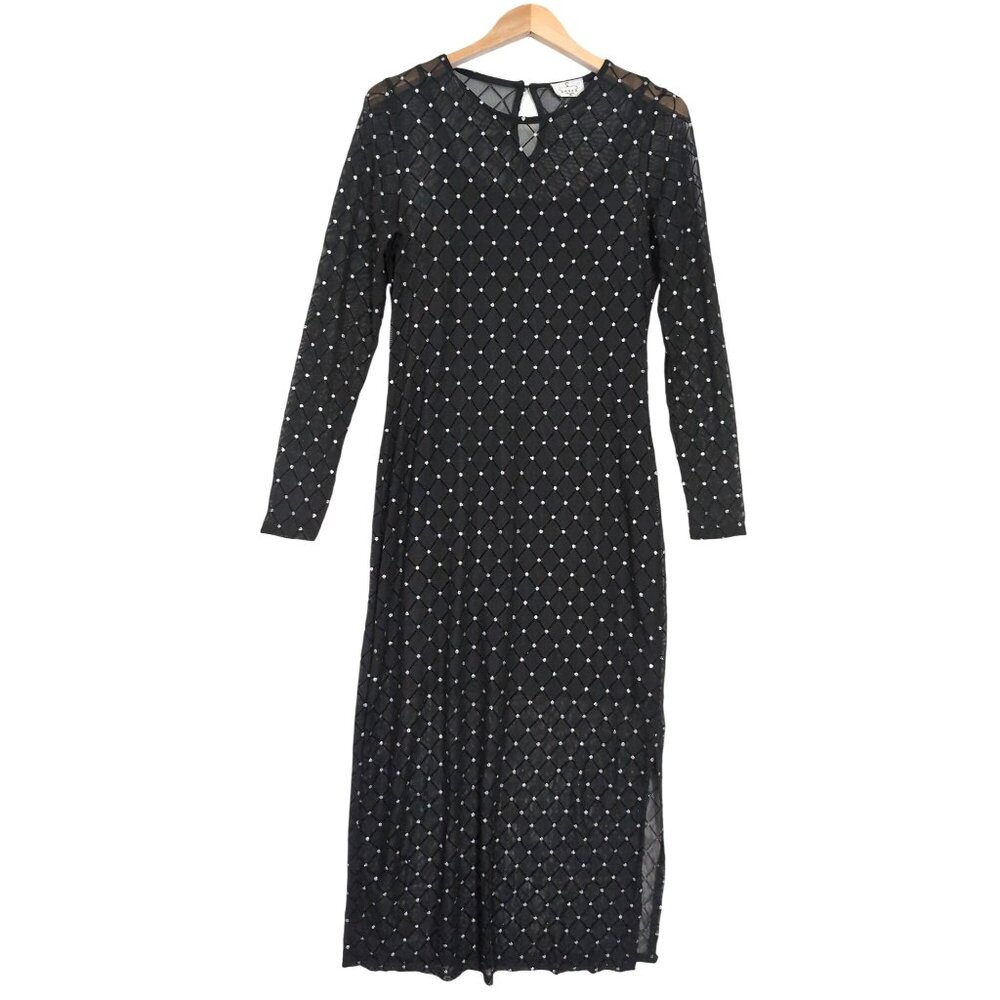 Ember Sheer Overlay Maxi Dress Women M‎ Black Dark Romantic Whimsigoth Gothic